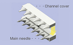 Fine hollow flow path realized by stacking procedure